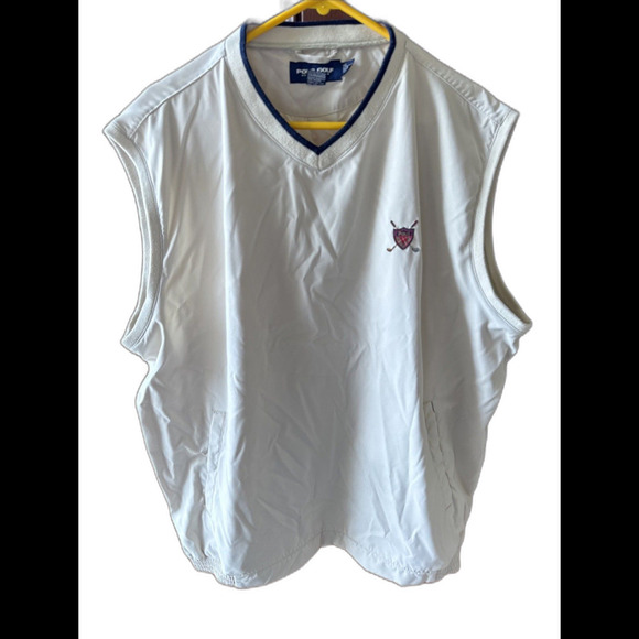 Polo Ralph Lauren Golf Jacket Mens XXL Cream  Vintage Snap Button Windbreaker - Picture 1 of 9